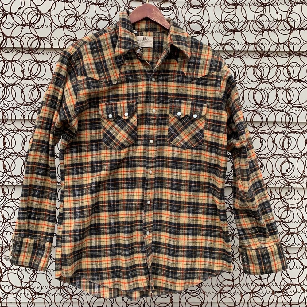 Vintage Dee Cee plaid flannel pearl snap shirt